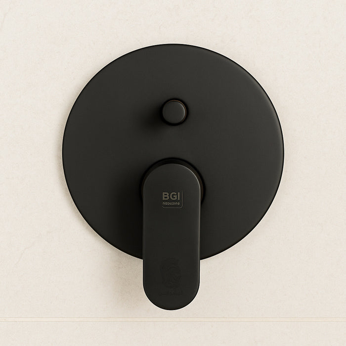 ( طلب مسبق )  خلاط بانيو دفن BGI ايكو بلس 1016 B اسود مط 2 مخرج جسم الدفن بالوش والمقبض والمحول مستورد صناعة ألماني