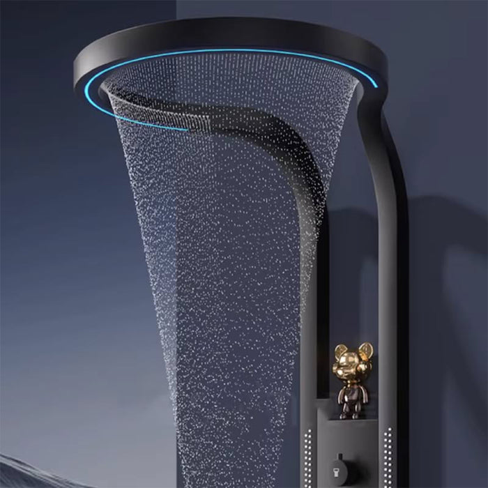 ( طلب مسبق )  شاور بانل ميا W 088 B اسود مط نظام دش شلال مع جيتات 4 مخارج 5 مفاتيح تحكم بوحدة اضاءة