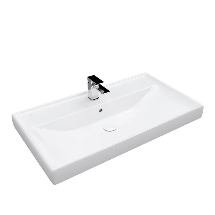 ( طلب مسبق )  حوض وحدة موبيليا فيلروي اند بوخ فانتيشللو 5A478501 ابيض لامع 85 سم بمجموعة التثبيت