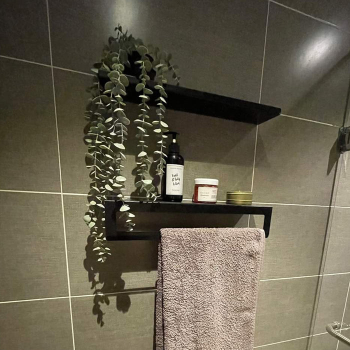 طقم رف بانيوكس SHC-05-01A اسود 2 قطعة رف وفواطة برف الومنيوم