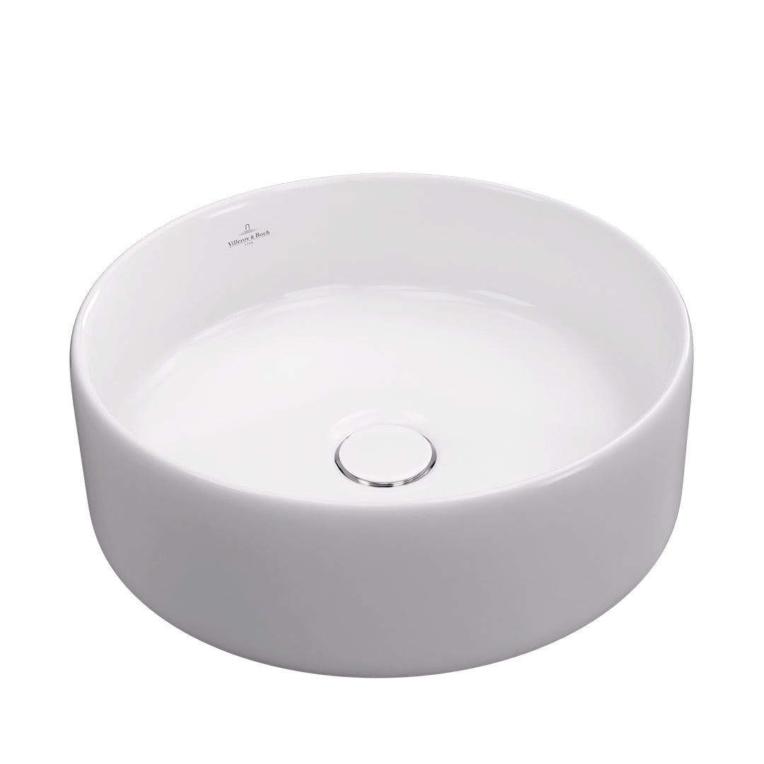 ( طلب مسبق )  حوض فوق الرخامة فيلروي اند بوخ سبواي 5A434401 ابيض لامع 44 سم بمجموعة التثبيت