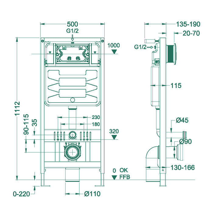 ( طلب مسبق )  خزان دفن شاسية كامل سمارت هوم بالوش المربع كروم لامع