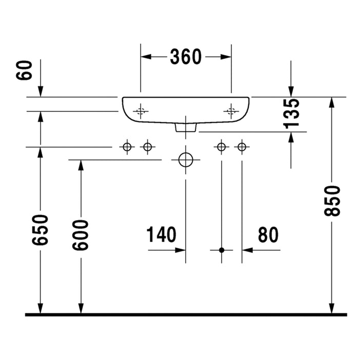 حوض ديورافيت دي كود 0706500008 ابيض 50 سم اتجاه يمين