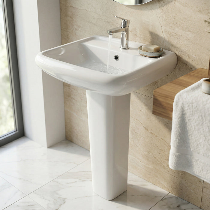 حوض بالعامود الطويل ميكافيت ميكال 61 سم ابيض لامع