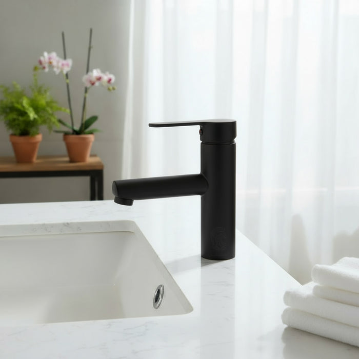 خلاط حوض لوجانو LG 304 B اسود ارتفاع 18 سم