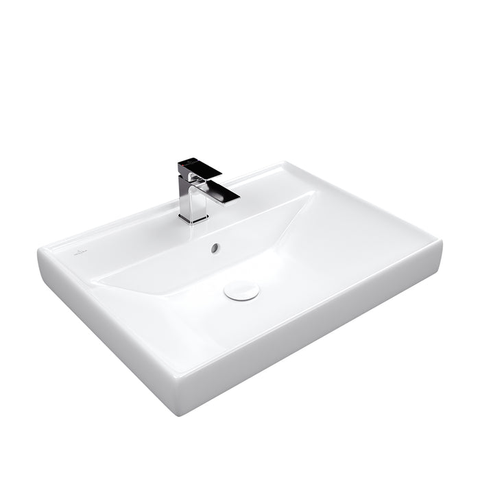 ( طلب مسبق )  حوض وحدة موبيليا فيلروي اند بوخ فانتيشللو 5A476501 ابيض لامع 63.5 سم بمجموعة التثبيت