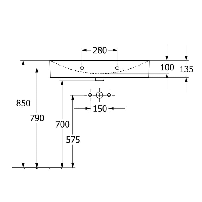 ( طلب مسبق )  حوض وحدة موبيليا فيلروي اند بوخ سبواي 5A418038 اسود مط 79.5 سم بمجموعة التثبيت
