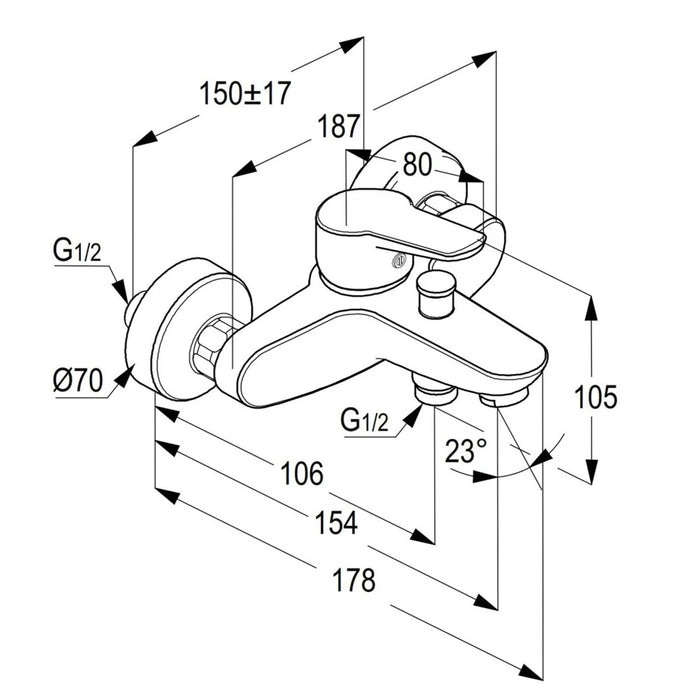 خلاط بانيو كلودى راك بروجيكت RAK 11002 كروم بالمحول منتج مستورد صناعة اماراتي