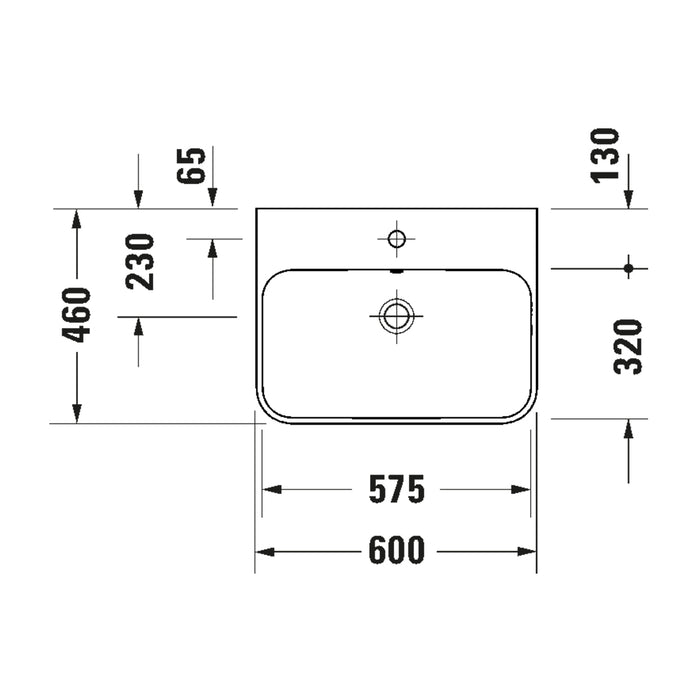 حوض ساقط رخامة ديورافيت هابي دي 2 بلس 60 سم كود 2360600000 اللون ابيض