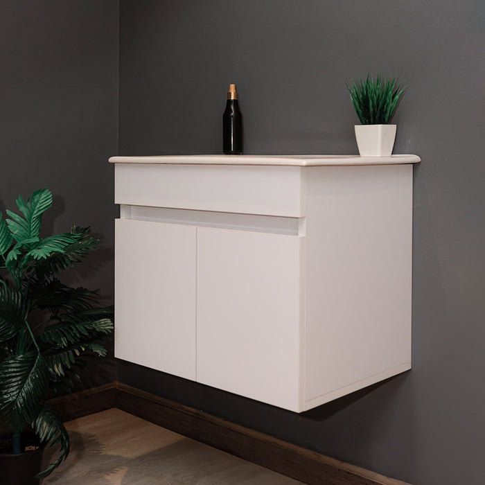 ( طلب مسبق )  وحدة حمام بي ستايل بالحوض ميا MIA 741-421 ابيض لامع 60 سم 2 ضلفة