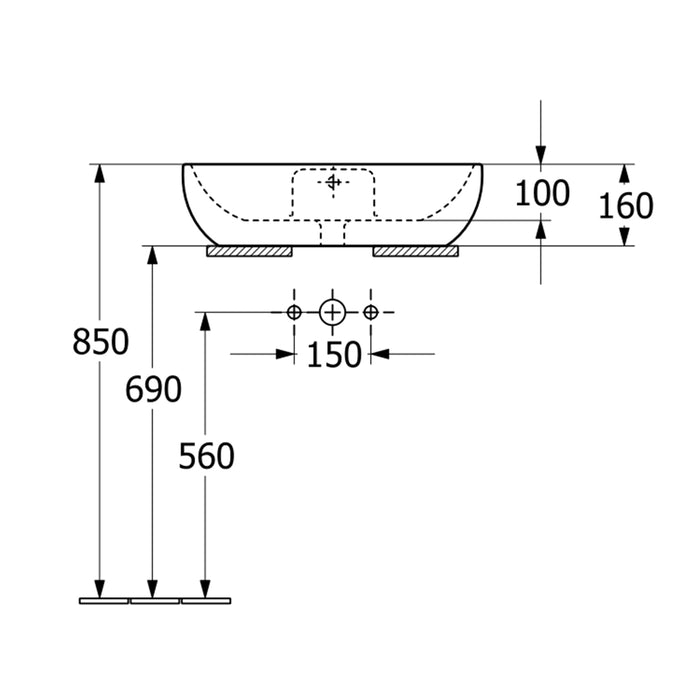 ( طلب مسبق )  حوض فوق الرخامة فيلروي اند بوخ افينتو 5A466038 اسود مط 59 سم بمجموعة التثبيت