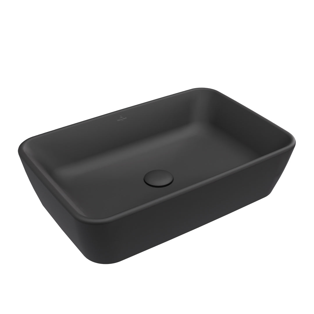 ( طلب مسبق )  حوض فوق الرخامة فيلروي اند بوخ فانتيشللو 5A536338 اسود مط 60 سم بمجموعة التثبيت