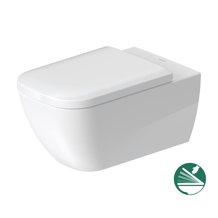 ( طلب مسبق )  مرحاض معلق ديورافيت هابي دي 2 مقاس 62 سم ابيض 2550490075 بالسيديلى ذاتي الغلق والشطاف الداخلي وطقم التثبيت