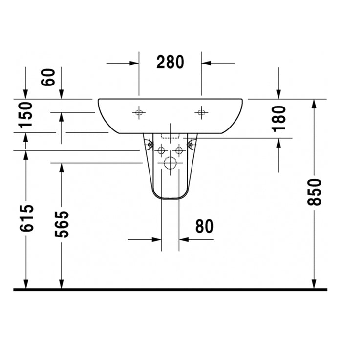 ( طلب مسبق )  حوض بالعامود المعلق ديورافيت دي كود 2310650000 ابيض 65 سم