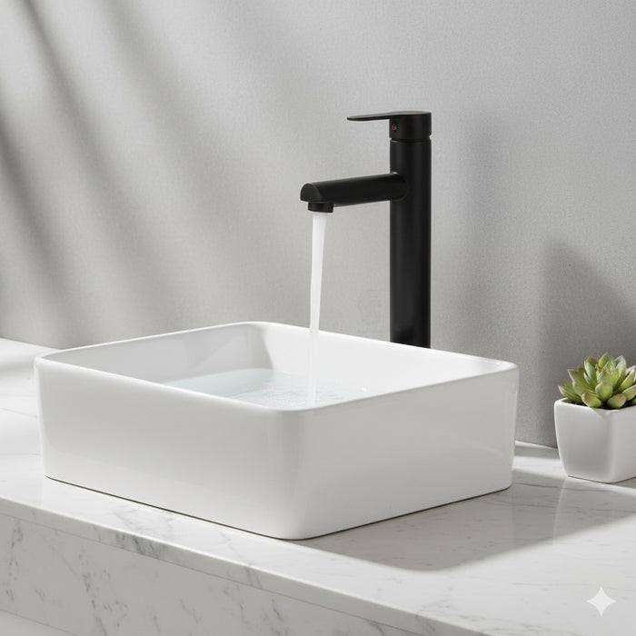 خلاط حوض عالي لوجانو LG 300 B اسود ارتفاع 40 سم