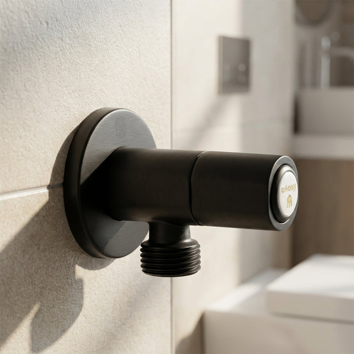 محبس زاوية هوايي HY 5015 LB اسود بالوش ½ بوصة قلب جلبة لفة كاملة