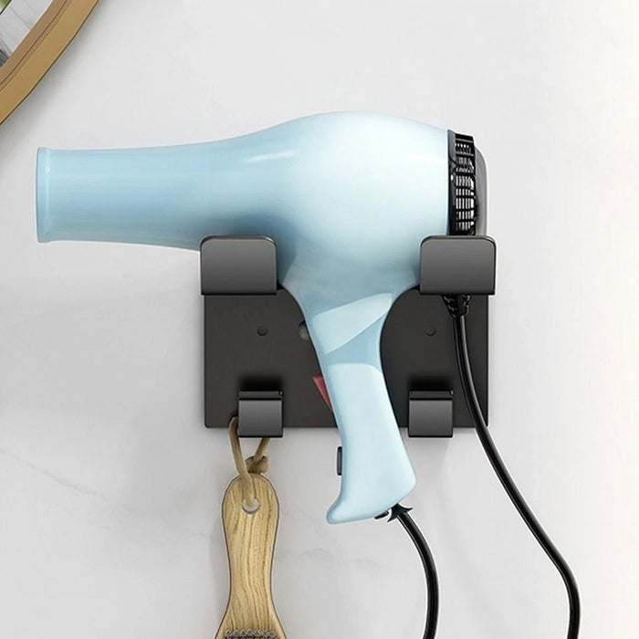 رف مجفف شعر بانيوكس HD-01-01S اسود بـ 2 علاقة استانلس ستيل 304