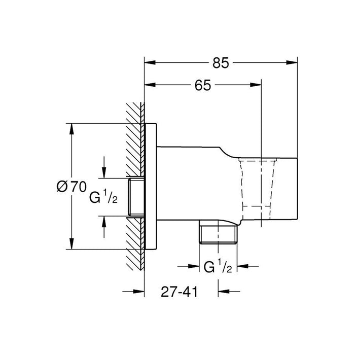 ( طلب مسبق )  كوع مخرج دفن جروهي ريليكسا 28628000 كروم بعلاقة ½ بوصة