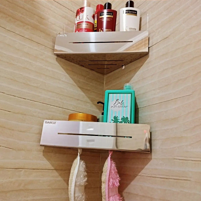 طقم رف ركنة بانيوكس CO-03-02S كروم 2 دور استانلس ستيل 304