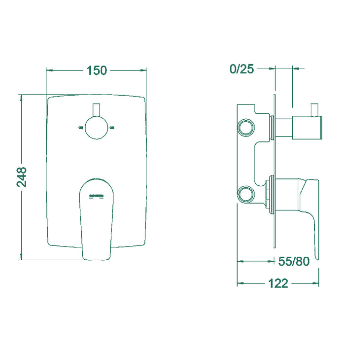 ( طلب مسبق )  خلاط بانيو دفن جينيبري كورال 64118324166 اسود 3 مخارج جسم الدفن بالوش والمقبض والمحول منتج مستورد صناعة إسباني