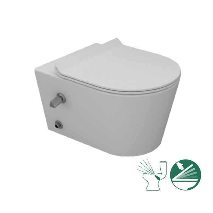 ( طلب مسبق )  مرحاض معلق سانيبيور تايتن 2542490079 ابيض بالشطاف الداخلي هيدروجيت والسيديلي ذاتي الغلق ومجموعة التثبيت