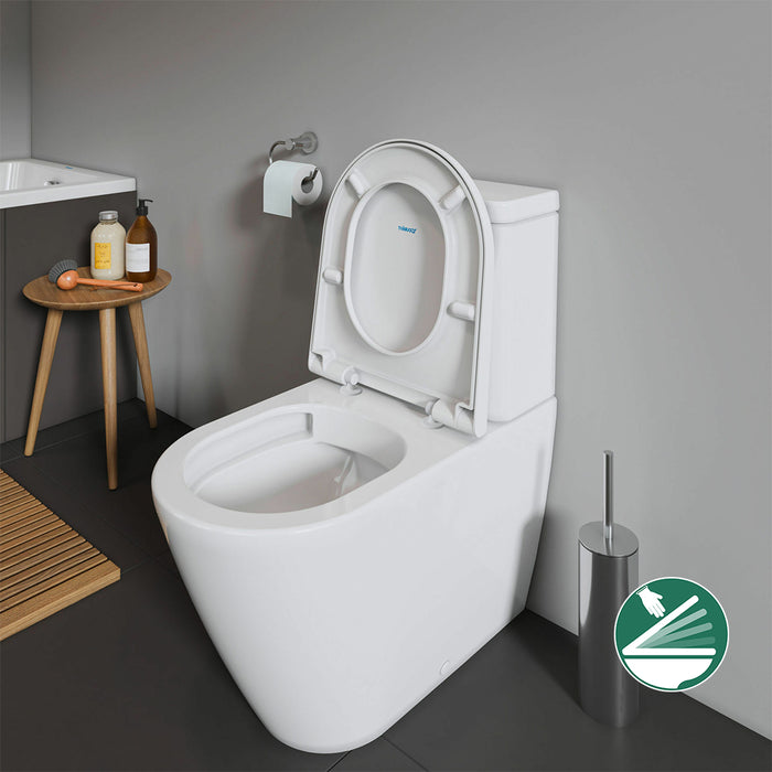 مرحاض ملاصق للحائط ديورافيت دي نيو 2002490075 ابيض بالسيديلي ذاتي الغلق والخزان بالماكينة والشطاف الدخلي ومجموعة التثبيت