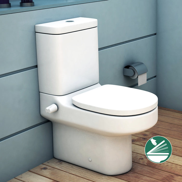 مرحاض ملاصق للحائط ايديال ستاندرد بلايا G 4925 ابيض الصرف S/P بالسيديلي ذاتي الغلق والخزان بالماكينة والشطاف الداخلي ومجموعة التثبيت