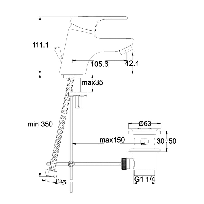 طقم خلاط 2 قطعة ايديال استاندرد سليم لاين كروم خلاط حوض B 8577 AA وخلاط بانيو B 8587 AA