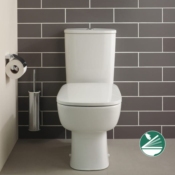 مرحاض ملاصق للحائط ايديال ستاندرد نيو ايسيدرا G 282101 ابيض بالسيديلي ذاتي الغلق والشطاف الداخلي والخزان بالعدة ومجموعة التثبيت