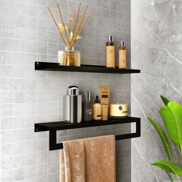 طقم رف بانيوكس SHC-05-01A اسود 2 قطعة رف وفواطة برف الومنيوم