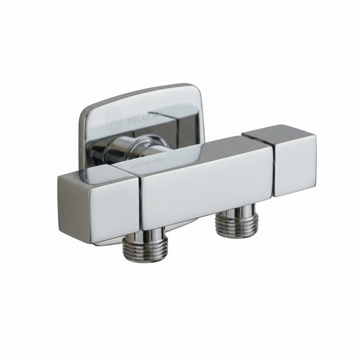 محبس زاوية مزدوج 2 مخرج مورافيا T 400 كروم بالوش قلب سيراميك نصف لفة