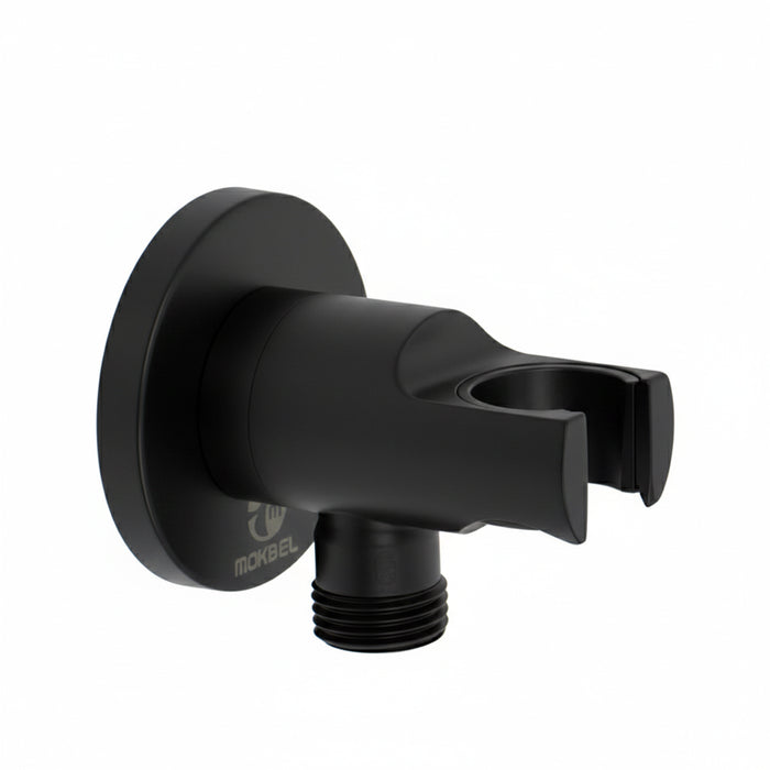 كوع مخرج دفن مقبل دائري اسود بالوش ½ بوصة بحامل للسماعة