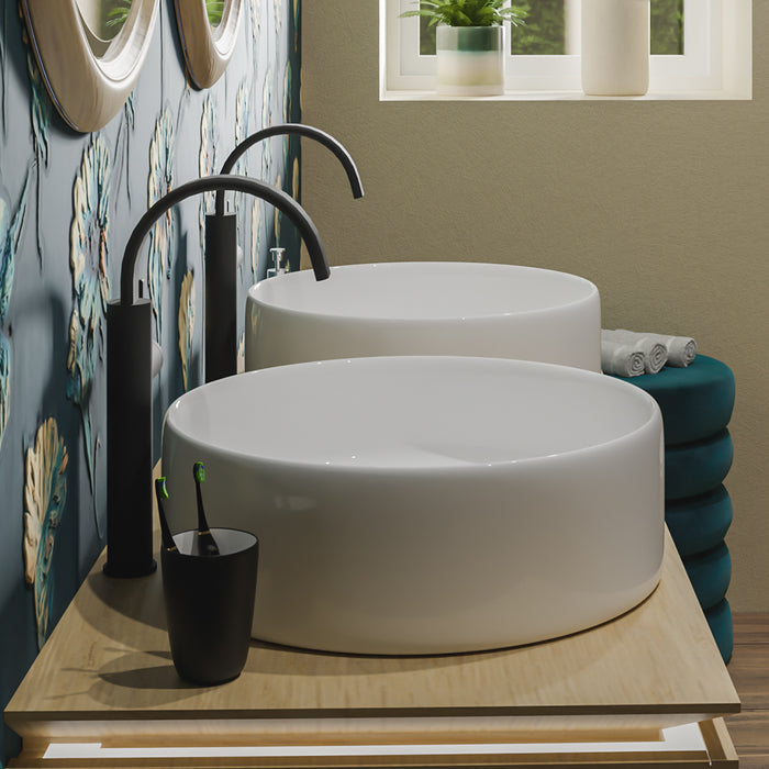 ( طلب مسبق )  حوض فوق الرخامة فيلروي اند بوخ سبواي 5A434401 ابيض لامع 44 سم بمجموعة التثبيت