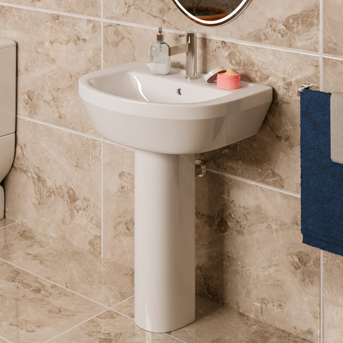 ( طلب مسبق )  حوض حمام بالعامود الطويل فيلروي اند بوخ افينتو 5A456001 ابيض 60 سم