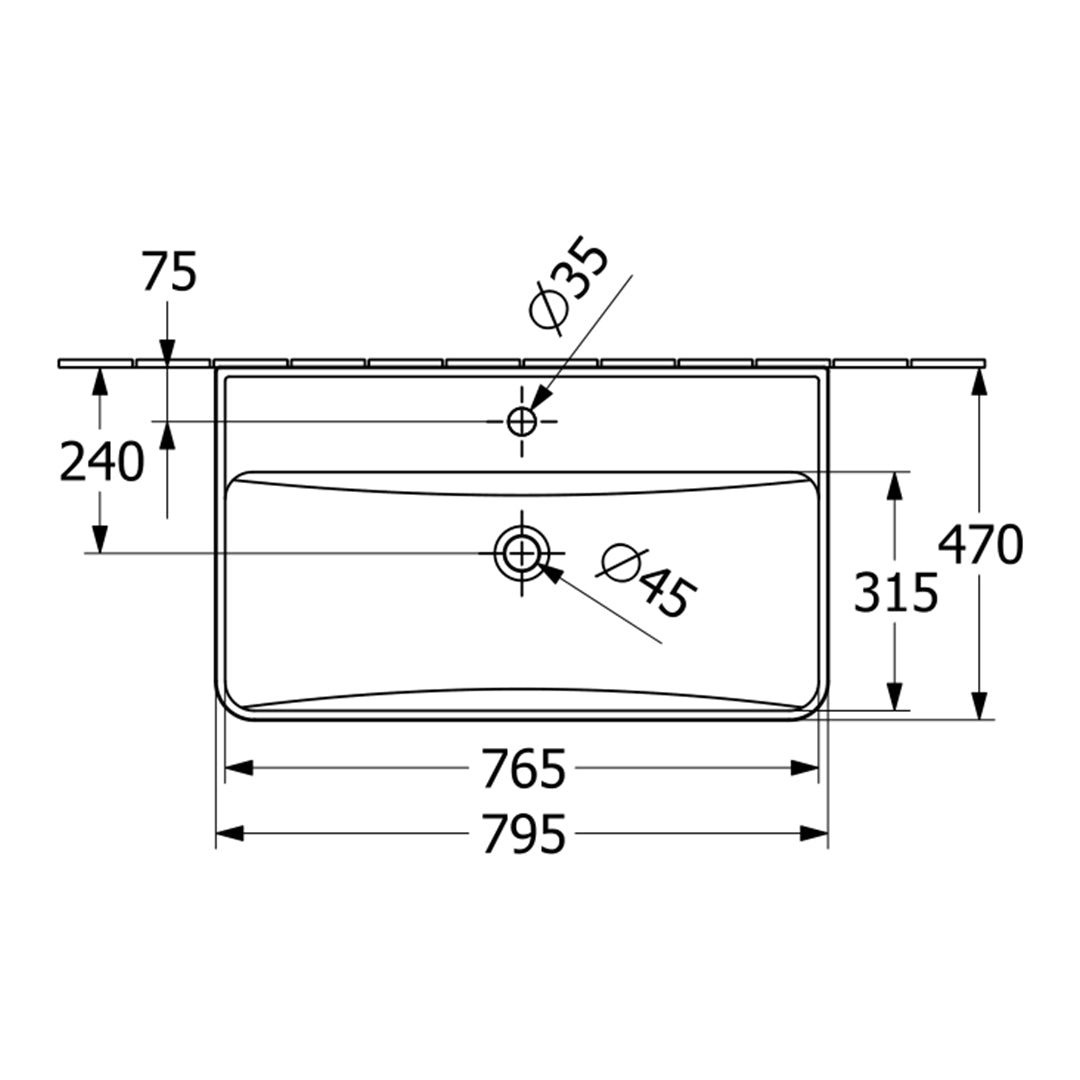 ( طلب مسبق )  حوض وحدة موبيليا فيلروي اند بوخ سبواي 5A418038 اسود مط 79.5 سم بمجموعة التثبيت