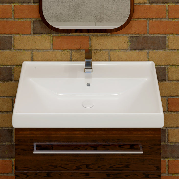 ( طلب مسبق )  حوض وحدة موبيليا فيلروي اند بوخ فانتيشللو 5A476501 ابيض لامع 63.5 سم بمجموعة التثبيت