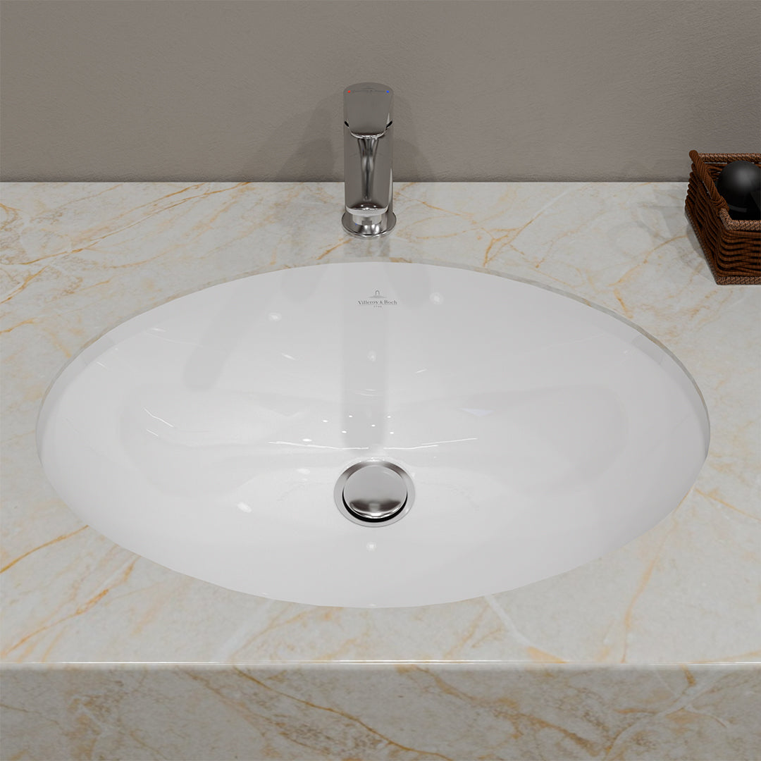 حوض تحت الرخامة فيلروي اند بوخ اونوفو 5A505201 ابيض لامع 53.5 سم بمجموعة التثبيت