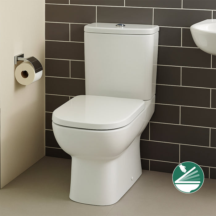 مرحاض ملاصق للحائط ايديال ستاندرد نيو ايسيدرا G 282101 ابيض بالسيديلي ذاتي الغلق والشطاف الداخلي والخزان بالعدة ومجموعة التثبيت