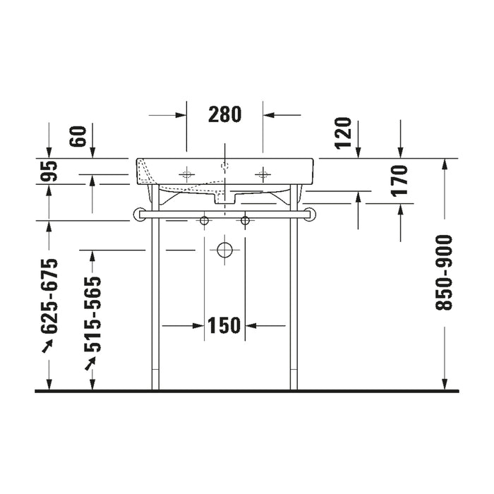 ( طلب مسبق )  حوض وحدة موبيليا ديورافيت هابي دي 2 كود 2318650000 ابيض 65 سم