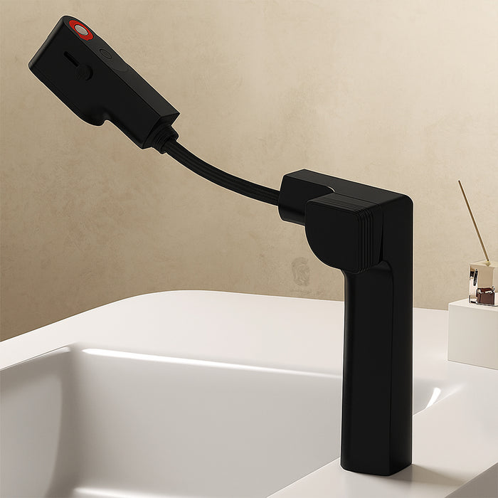 ( طلب مسبق )  خلاط حوض حمام وسط 6002 B اسود بشاشة ديجيتال وسماعة بخرطوم شداد 3 انظمة لنزول المياة