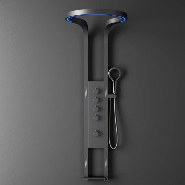 ( طلب مسبق )  شاور بانل ميا W 088 B اسود مط نظام دش شلال مع جيتات 4 مخارج 5 مفاتيح تحكم بوحدة اضاءة