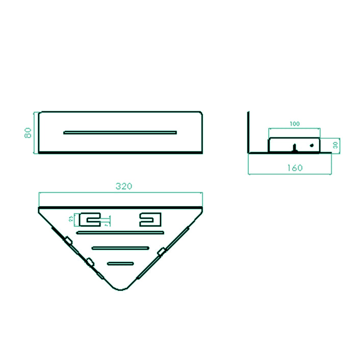 طقم رف ركنة بانيوكس CO-03-02S كروم 2 دور استانلس ستيل 304
