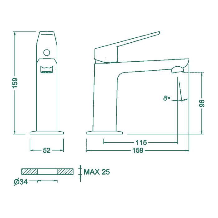 خلاط حوض جينيبري كلوي 69130345166 ذهبي ارتفاع 16 سم منتج مستورد صناعة إسباني