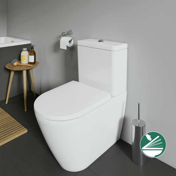 مرحاض ملاصق للحائط ديورافيت دي نيو 2002490075 ابيض بالسيديلي ذاتي الغلق والخزان بالماكينة والشطاف الدخلي ومجموعة التثبيت