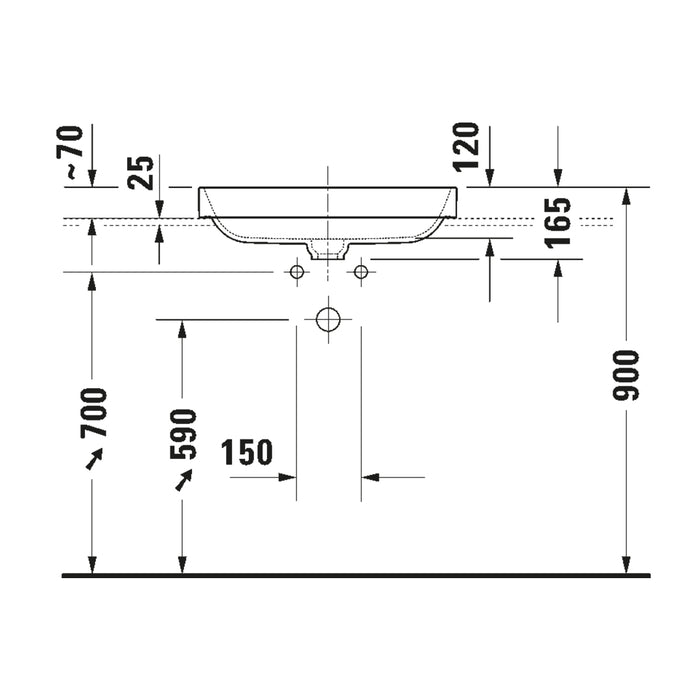 حوض ساقط رخامة ديورافيت هابي دي 2 بلس 60 سم 2359600000 اللون ابيض