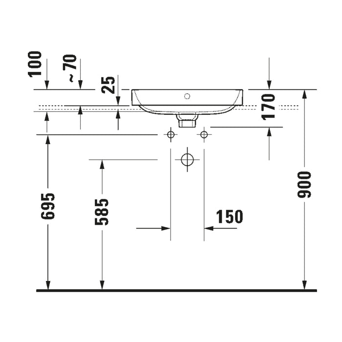 ( طلب مسبق )  حوض ساقط رخامة ديورافيت هابي دي 2 بلس 2360500000 ابيض 50 سم