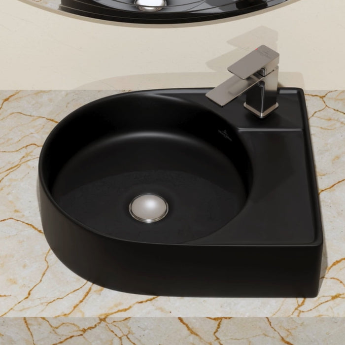 ( طلب مسبق )  حوض فوق الرخامة فيلروي اند بوخ سبواي 5A425038 اسود مط 52.5 سم بمجموعة التثبيت