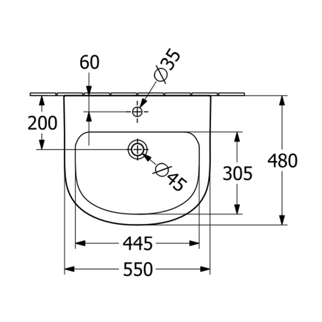 ( طلب مسبق )  حوض حمام بالعامود المعلق فيلروي اند بوخ اونوفو 5A385501 ابيض 55 سم بمجموعة التثبيت