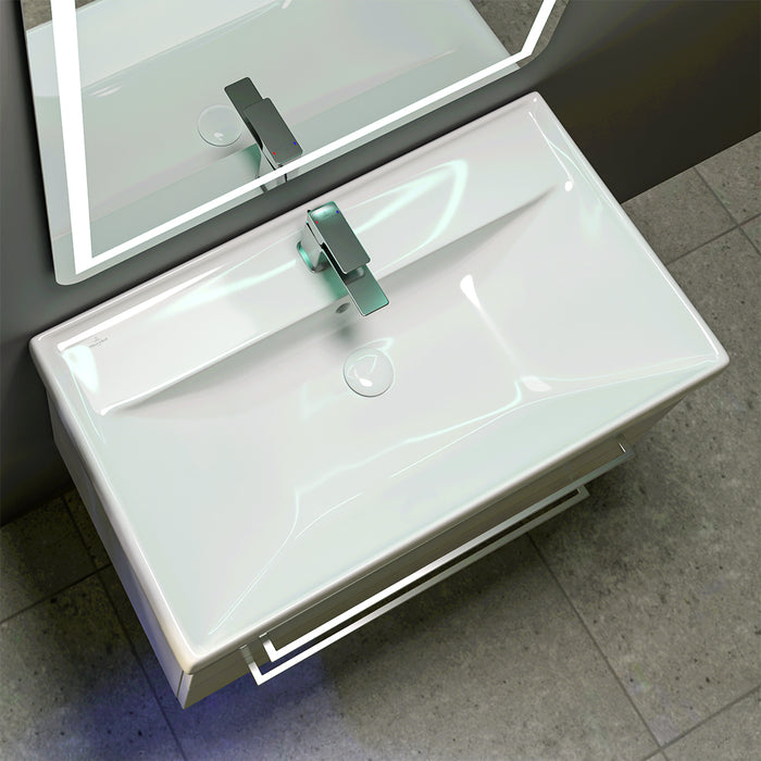 ( طلب مسبق )  حوض وحدة موبيليا فيلروي اند بوخ فانتيشللو 5A478501 ابيض لامع 85 سم بمجموعة التثبيت