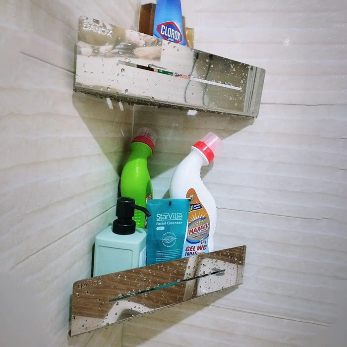 طقم رف ركنة بانيوكس CO-03-02S كروم 2 دور استانلس ستيل 304